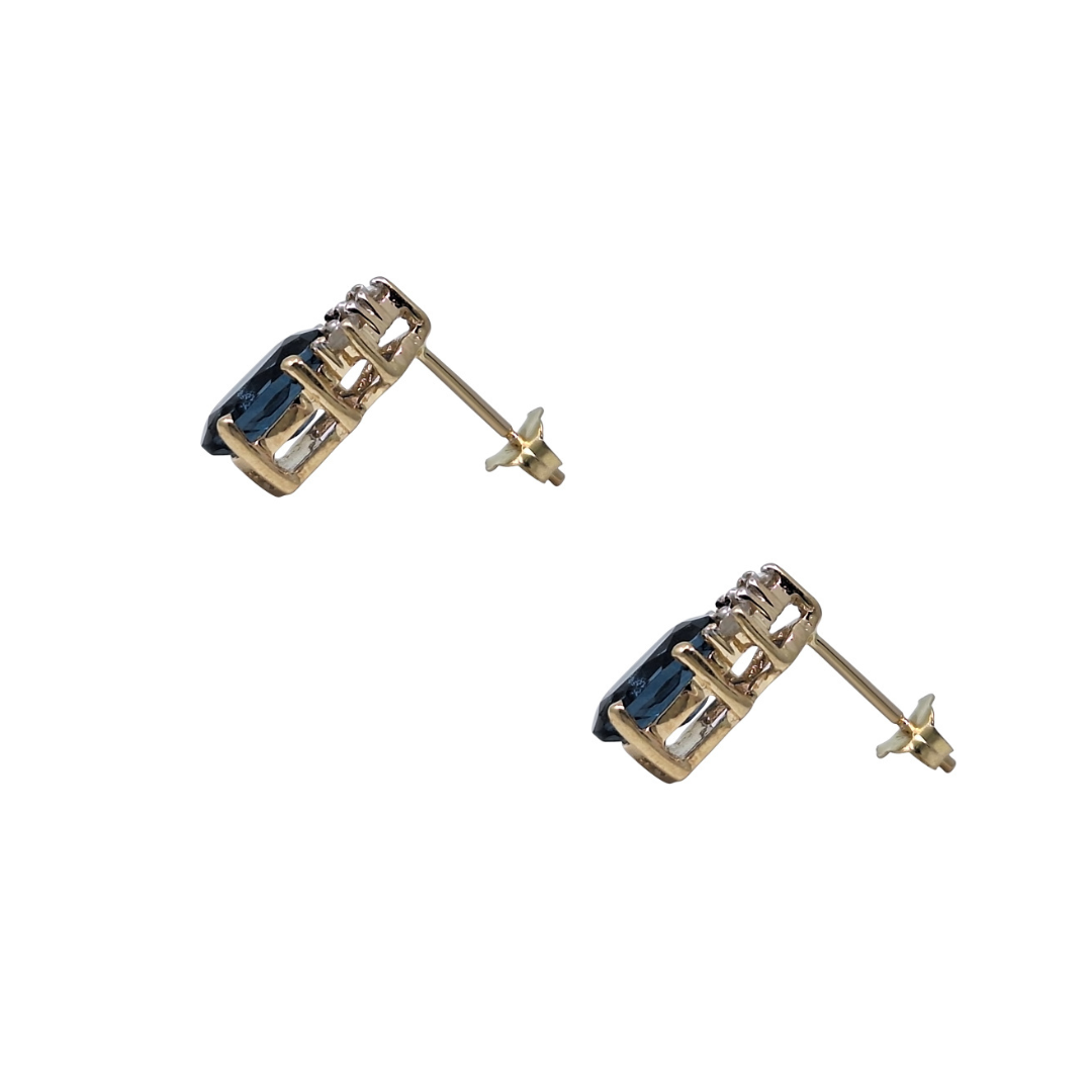 9ct Yellow Gold Teal Kyanite & White Zircon Stud Earrings