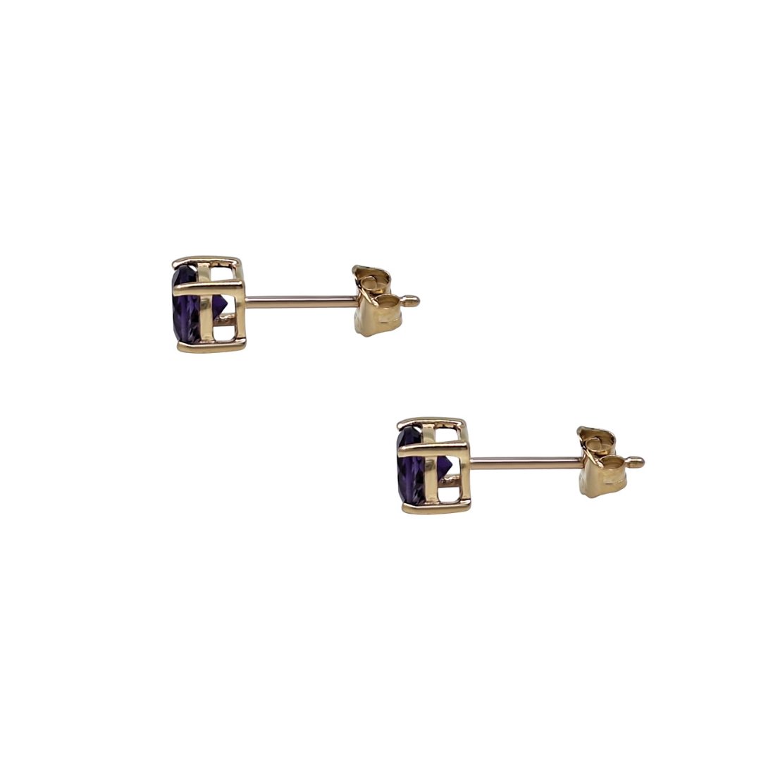 9ct Yellow Gold Amethyst Stud Earrings