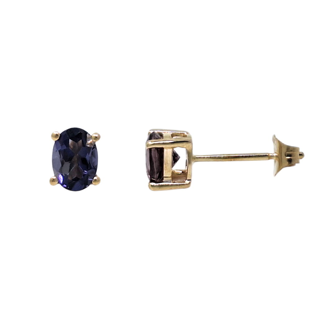 9ct Yellow Gold Iolite Stud Earrings