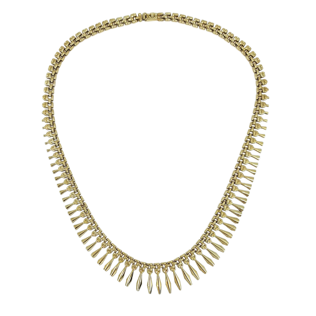 9ct Yellow Gold Flat Fringe Necklace 16"