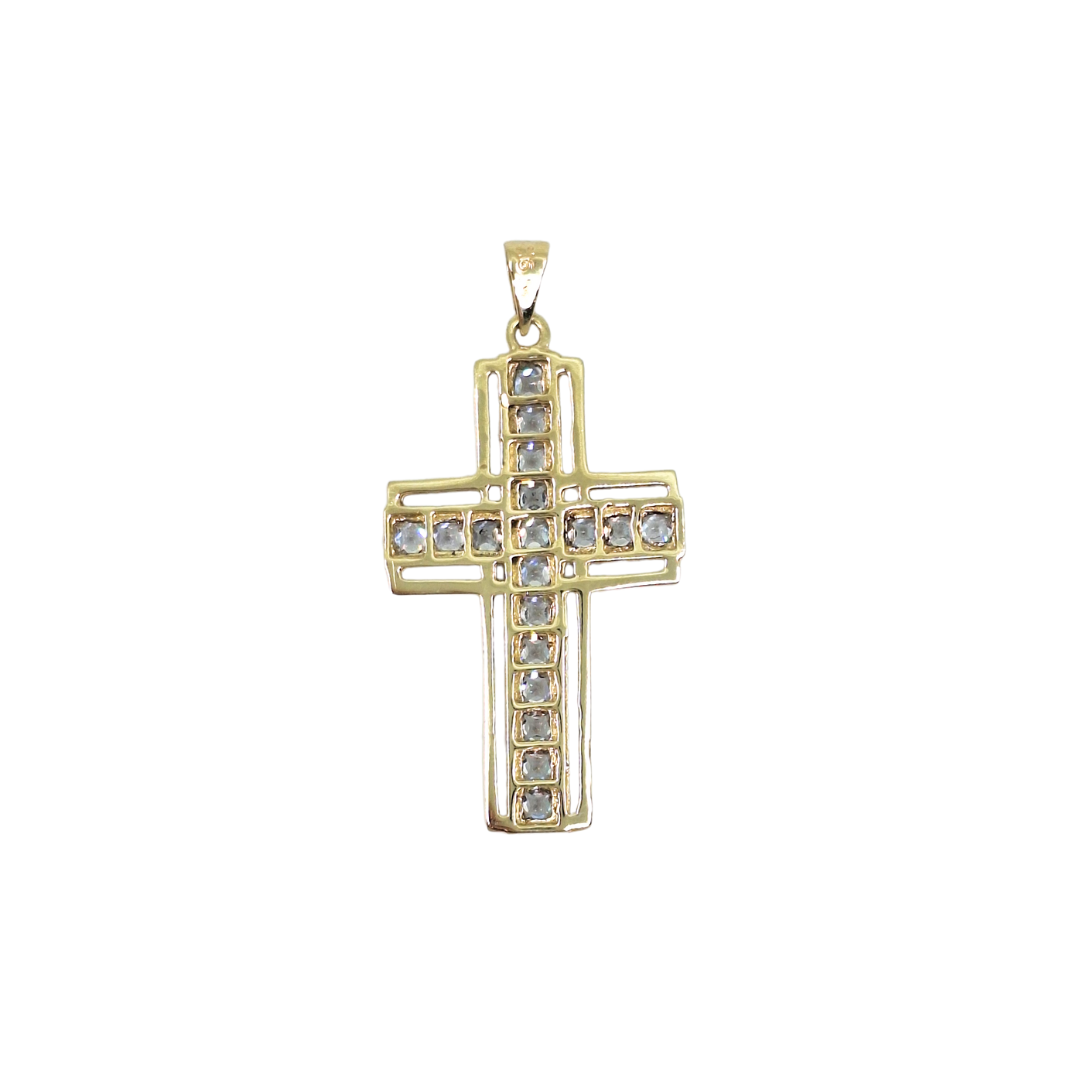 9ct Yellow Gold Cubic Zirconia Cross