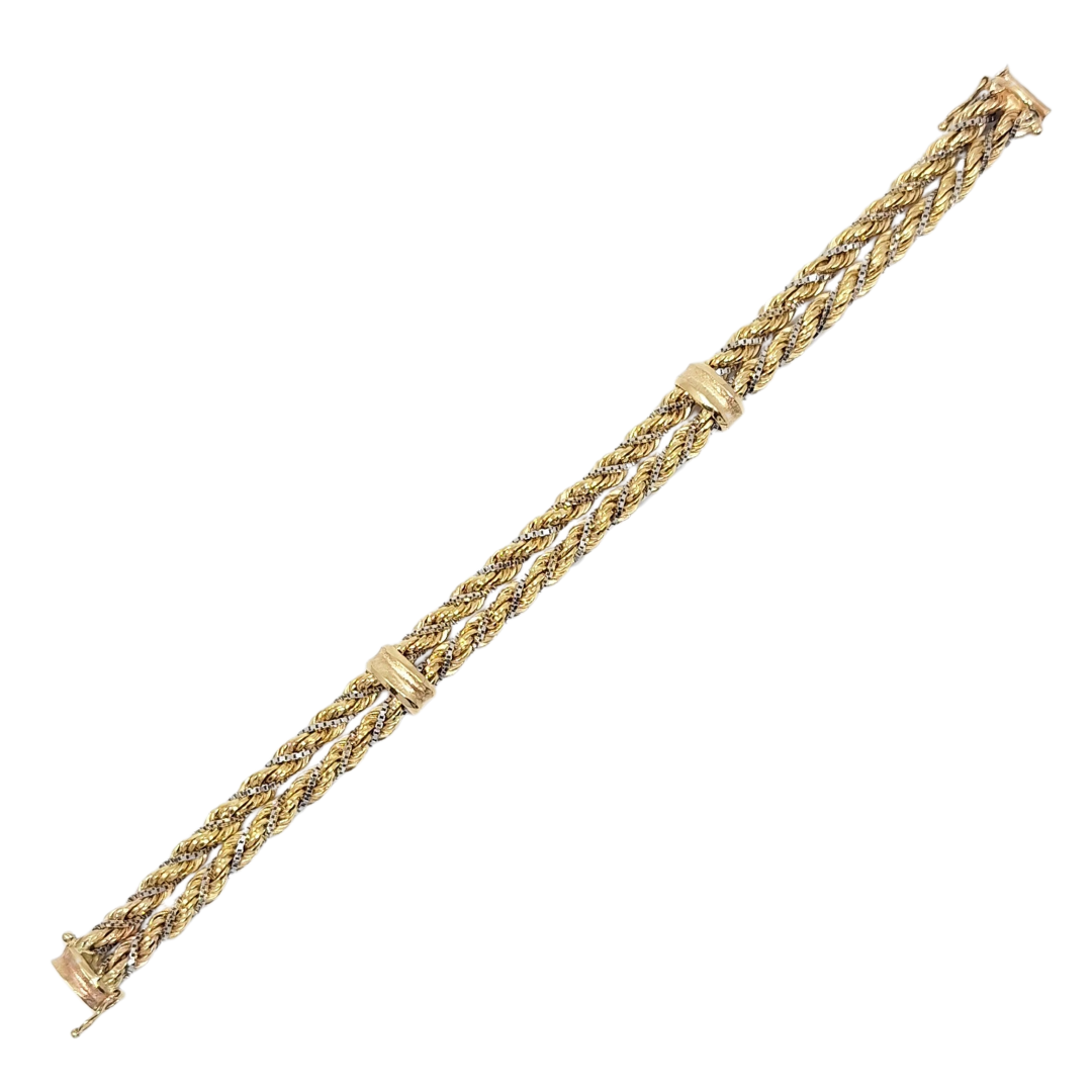 9ct Yellow & White Gold Double Rope Bracelet 7.5"