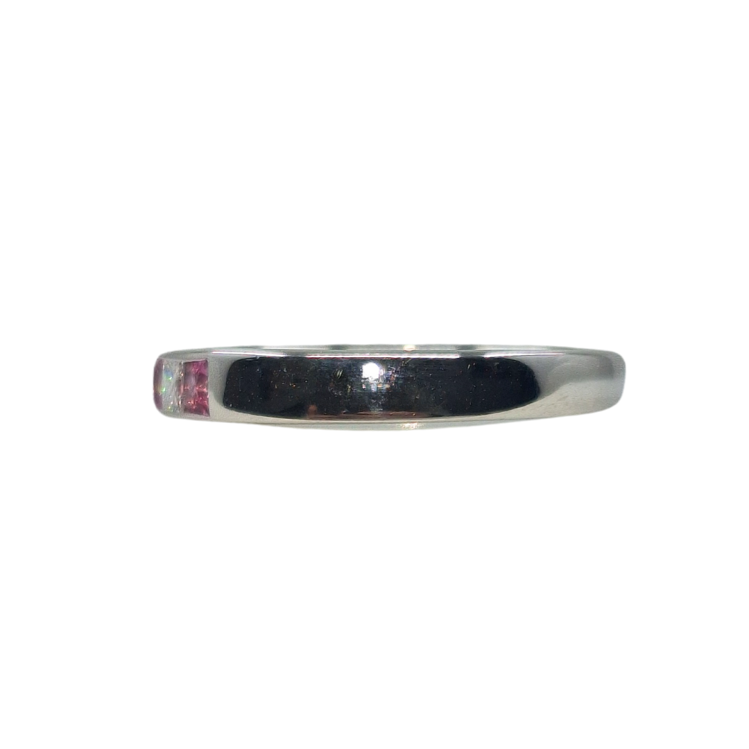 18ct White Gold Princess Cut Pink Sapphire & Diamond Eternity Ring