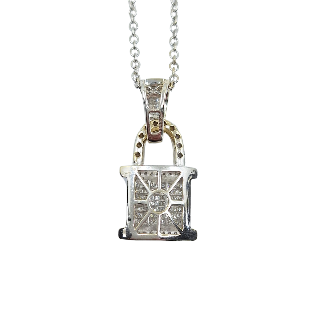 18ct White Gold Diamond Padlock Pendant & Chain
