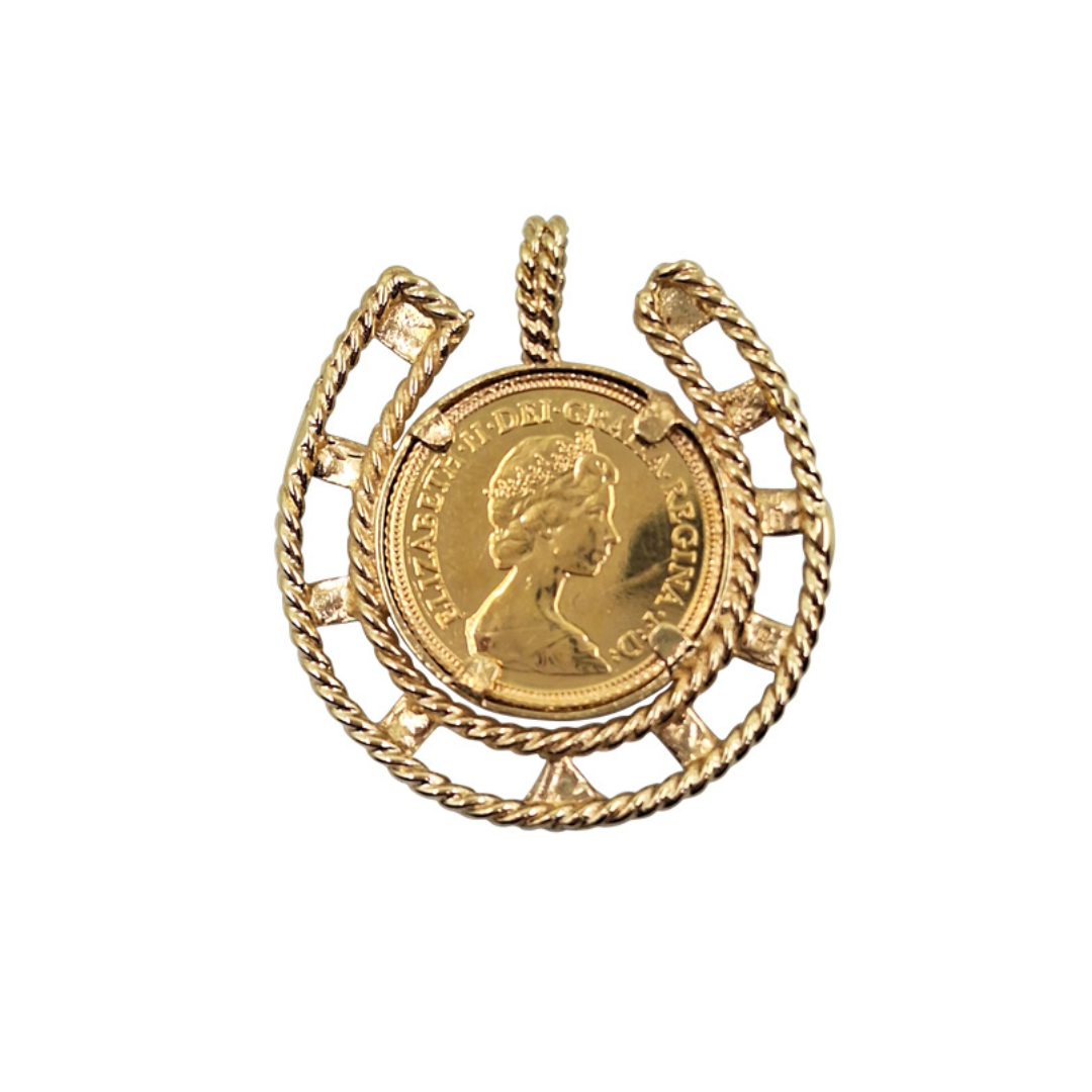 Half Sovereign Horseshoe Pendant 1982