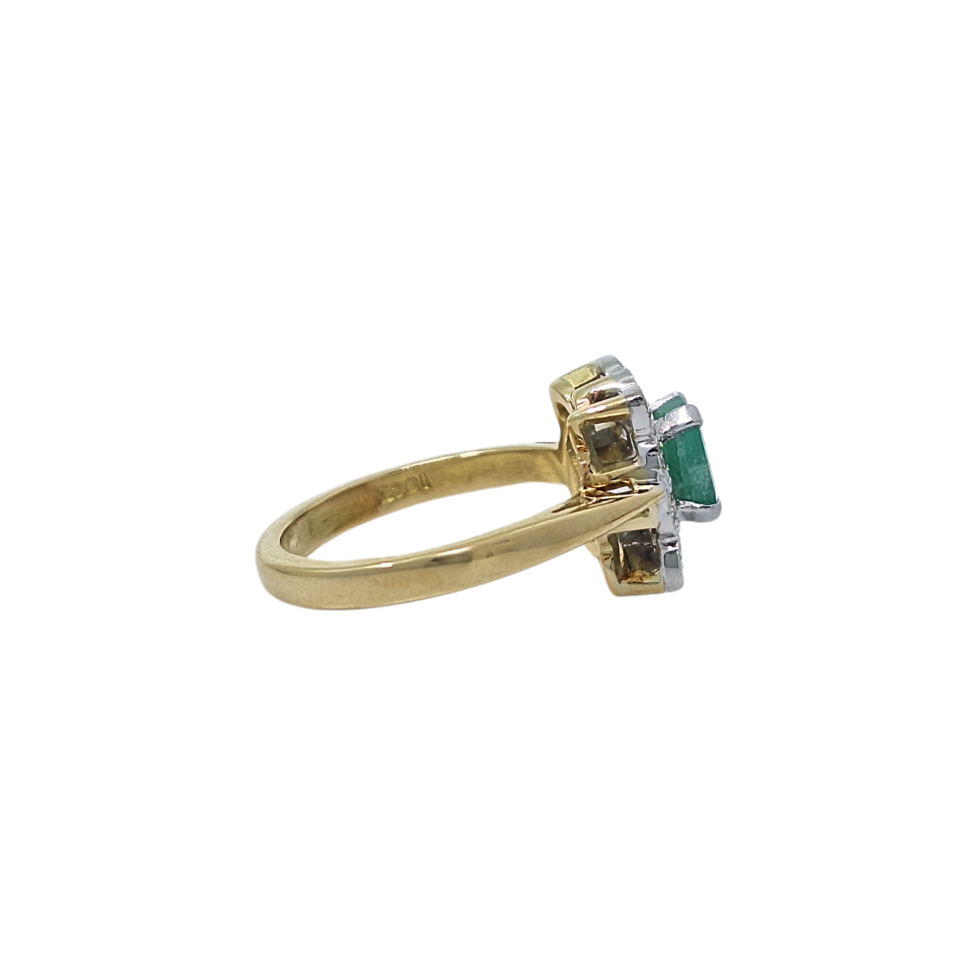 18ct Yellow Gold Emerald & Diamond Ring