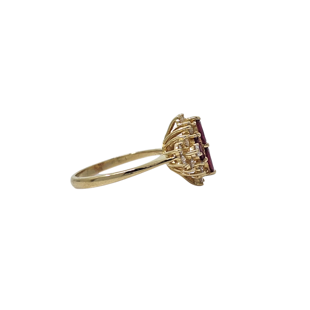 18ct Yellow Gold Ruby & Diamond Cluster Ring