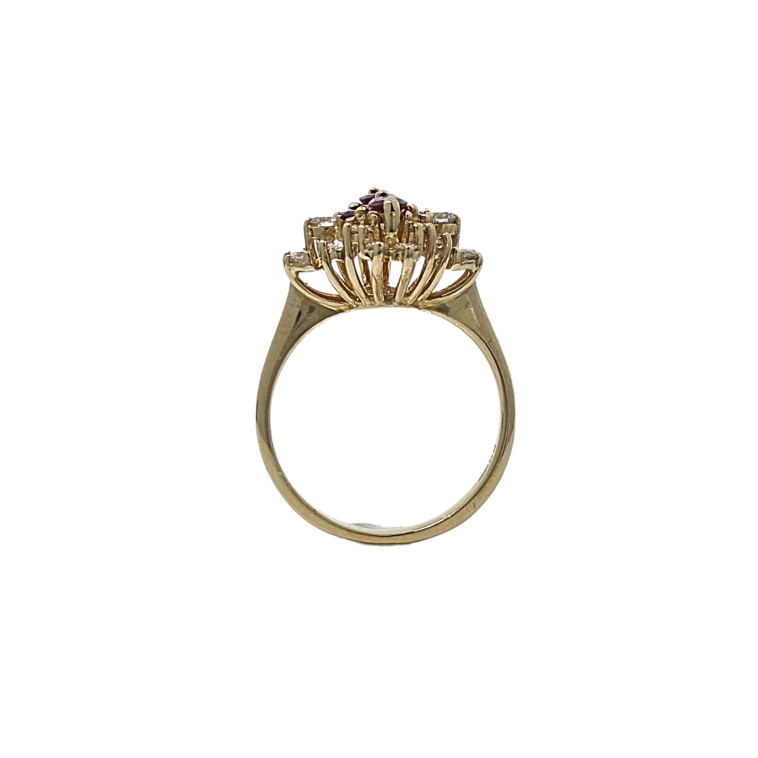 18ct Yellow Gold Ruby & Diamond Cluster Ring