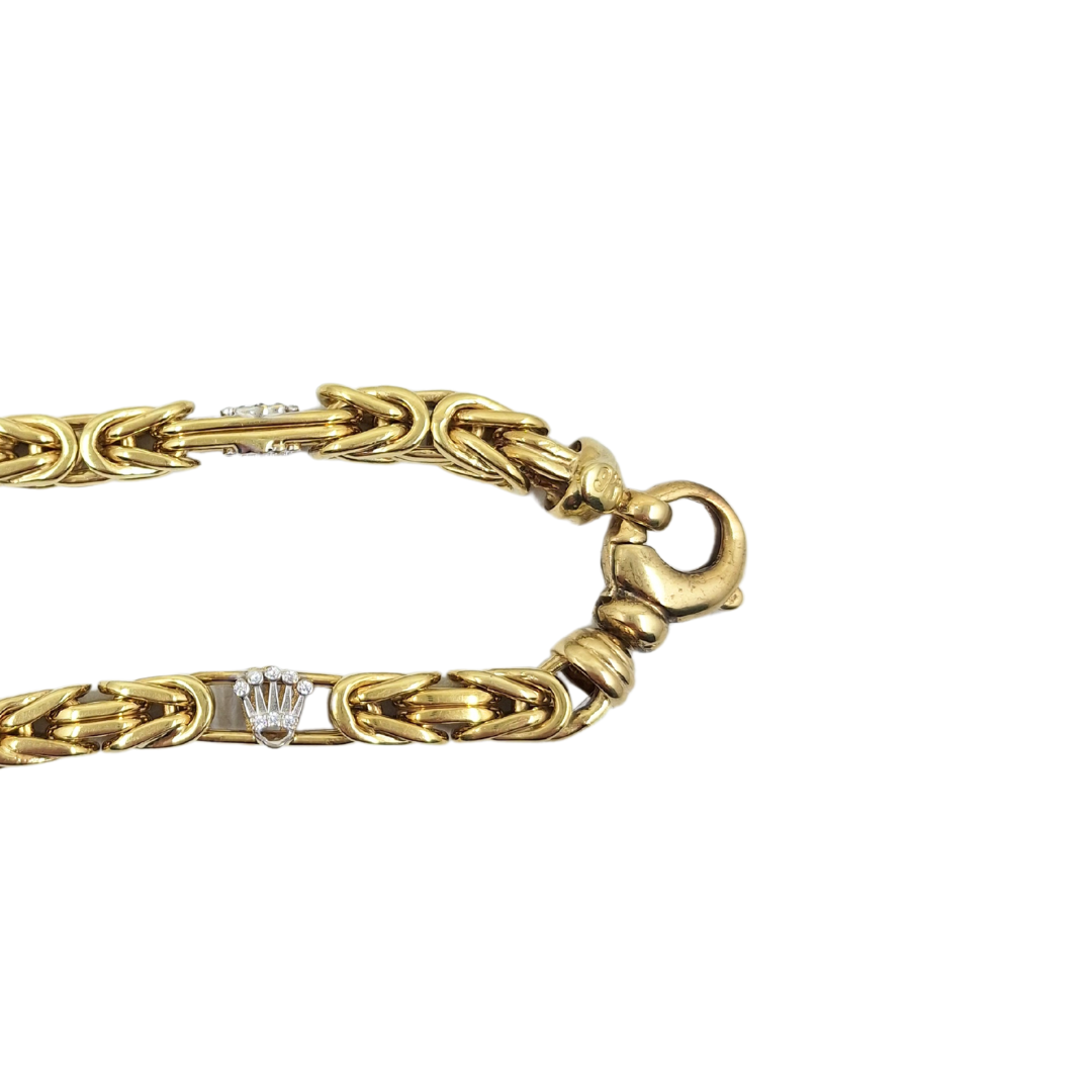 9ct Yellow & White Gold Rolex Style Byzantine Chain 27"