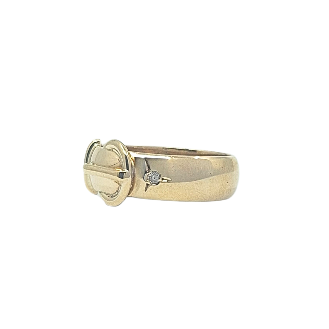 9ct Yellow Gold Diamond Set Buckle Ring
