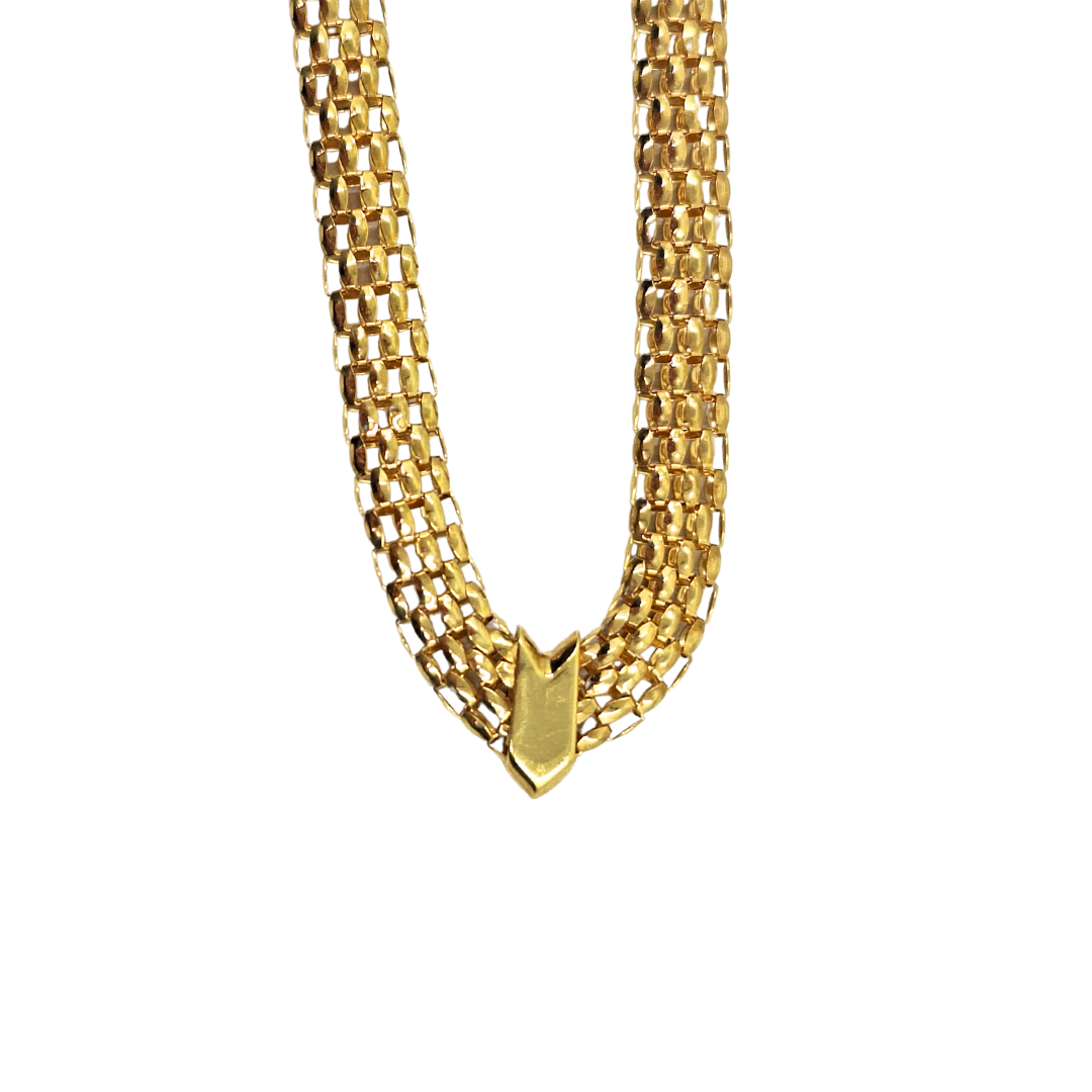 9ct Yellow Gold Popcorn Link V-Collar Necklace 18"