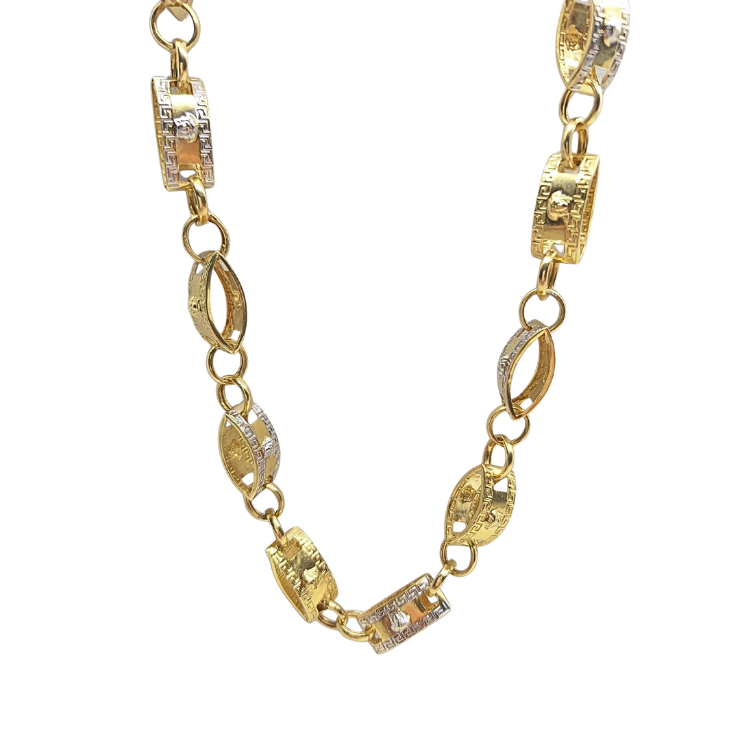 14ct Gold Bi Colour Versace Style Chain 24"