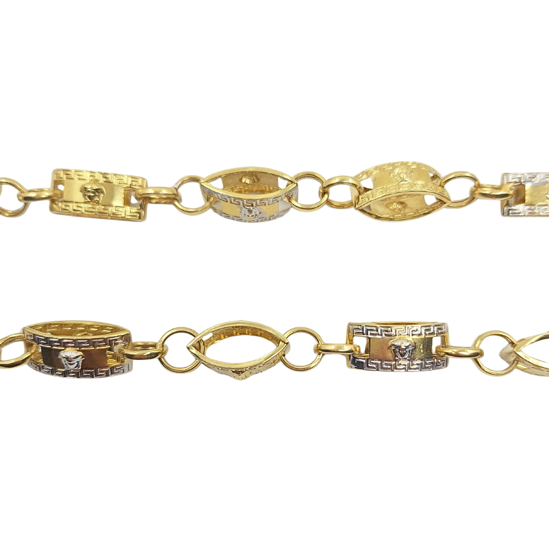 14ct Gold Bi Colour Versace Style Chain 24"