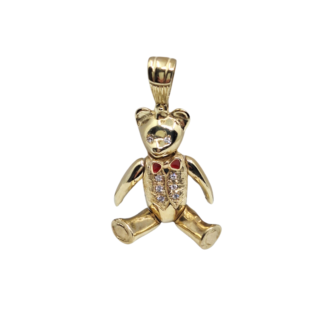 9ct Yellow Gold Cubic Zirconia Teddy Bear Pendant