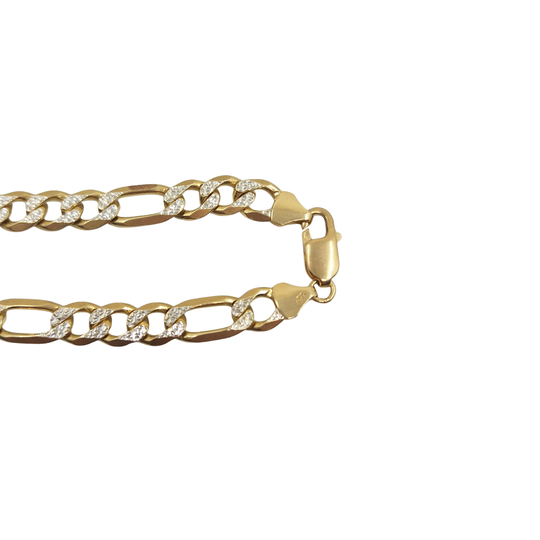 9ct Yellow & White Gold Figaro Chain 24.5"