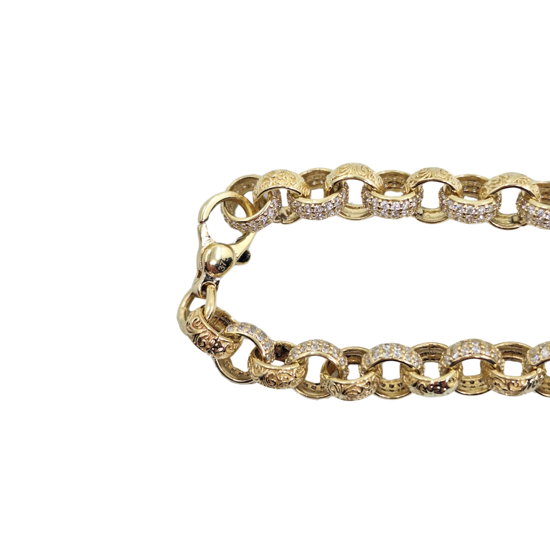 9ct Yellow Gold Cubic Zirconia Belcher Chain 18.5"