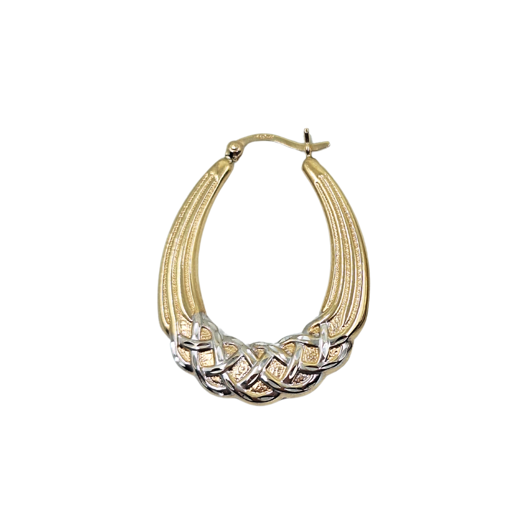 9ct Yellow & White Gold Creole Earrings