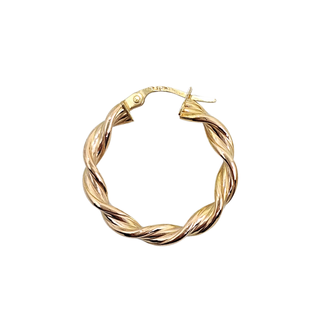 9ct Yellow Gold Twist Hoop Creole Earrings
