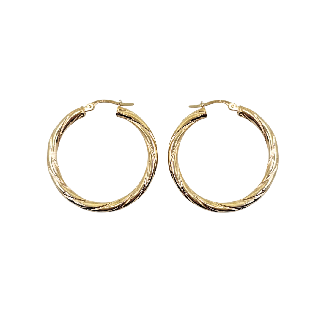 9ct Yellow Gold Twist Creole Earrings