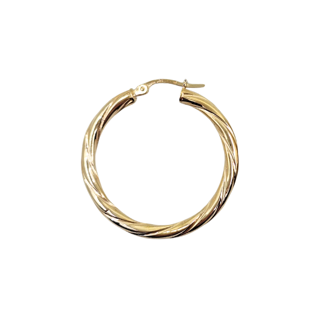 9ct Yellow Gold Twist Creole Earrings
