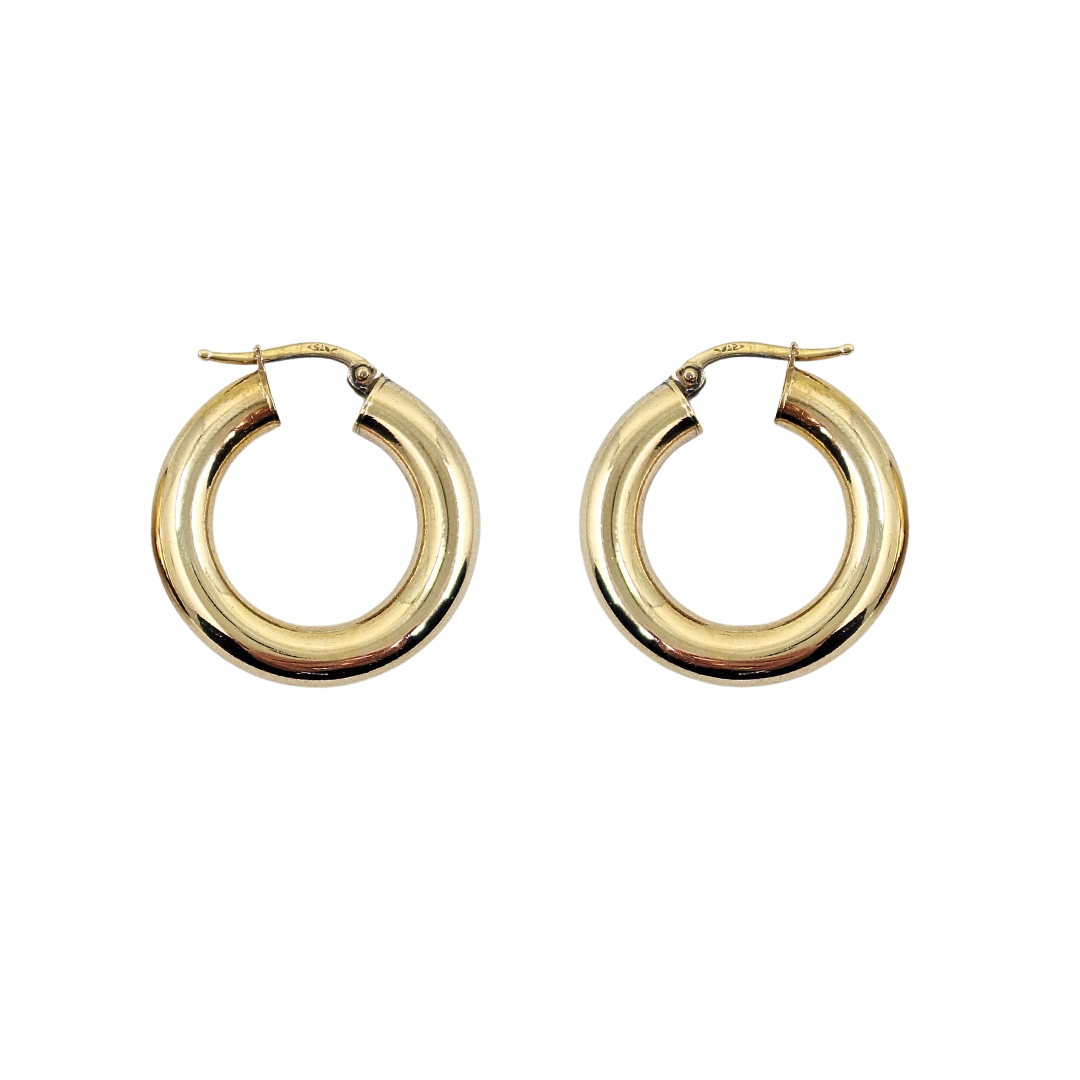 9ct Yellow Gold Plain Hoop Earrings