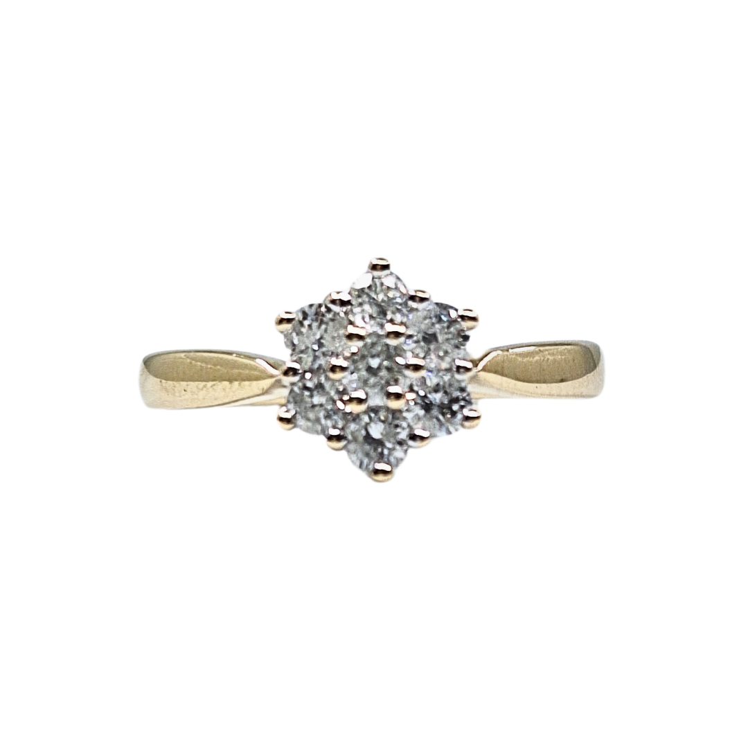 9ct Yellow Gold Diamond Cluster Ring 0.50ct