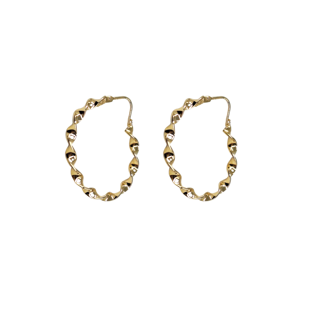 9ct Yellow Gold Twist Hoop Creole Earrings