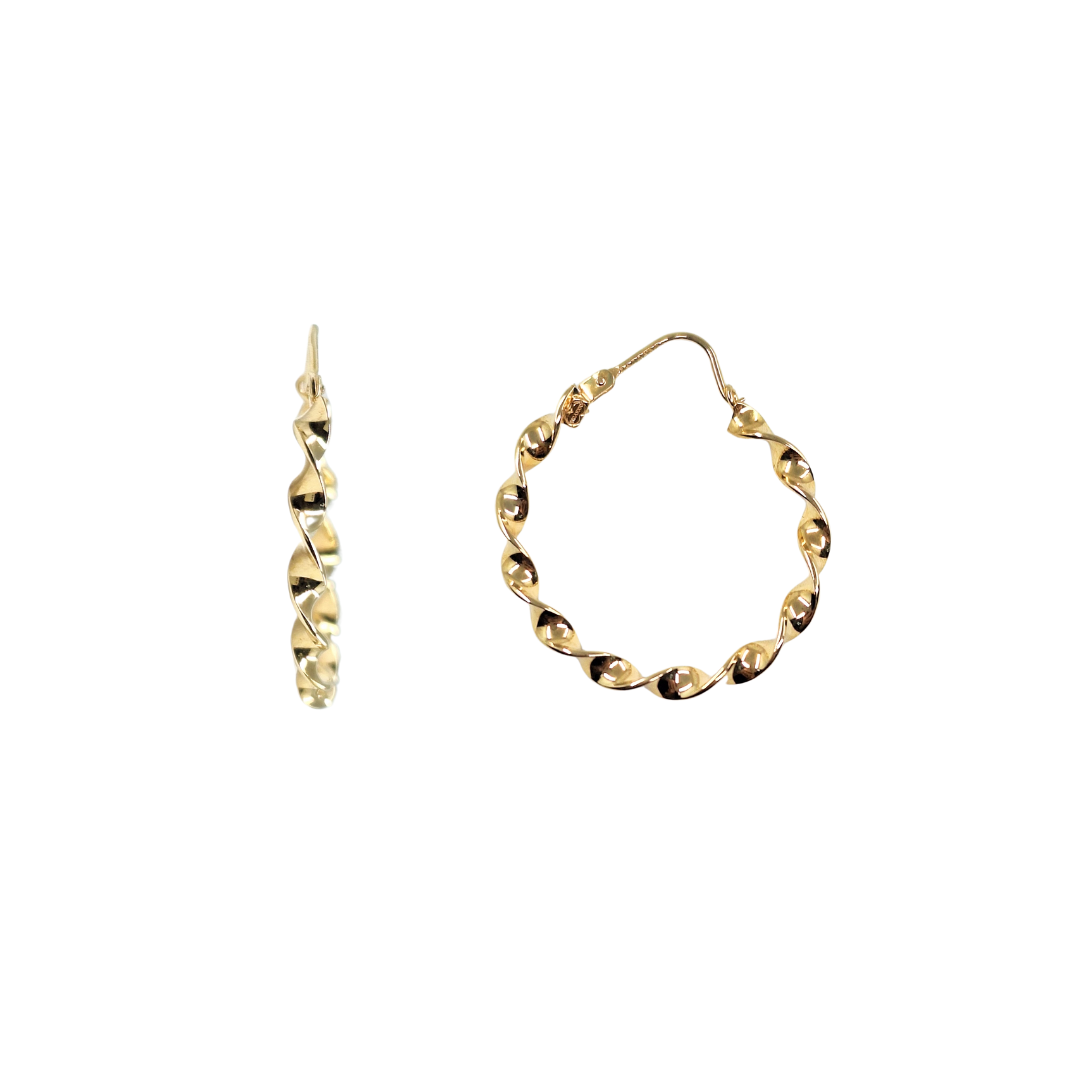 9ct Yellow Gold Twist Hoop Creole Earrings