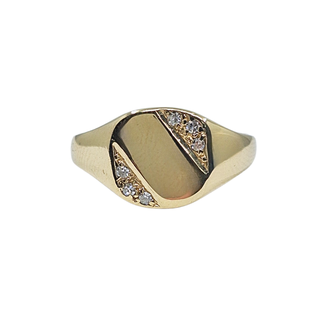 9ct Yellow Gold Diamond Set Signet Ring