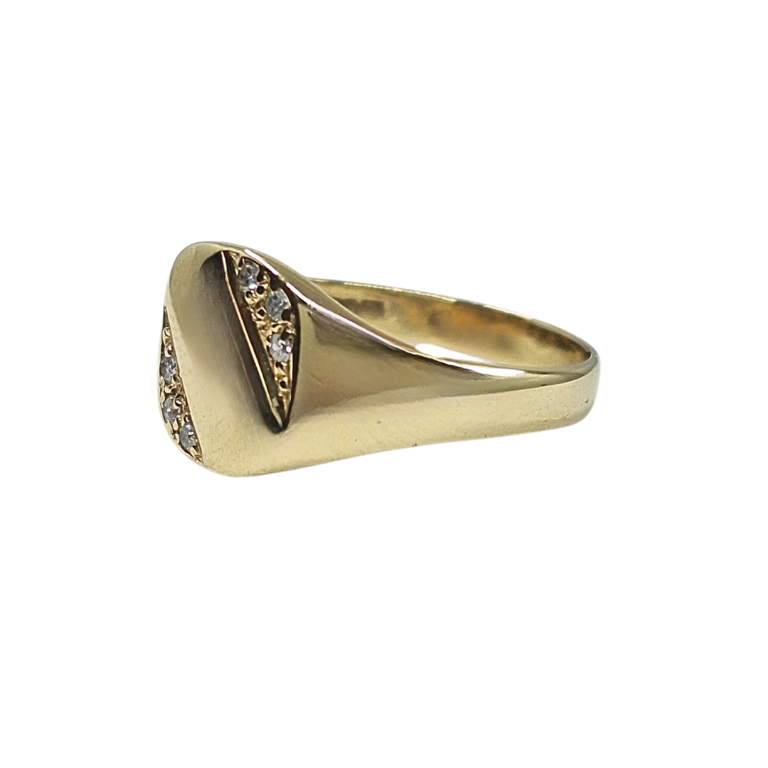 9ct Yellow Gold Diamond Set Signet Ring