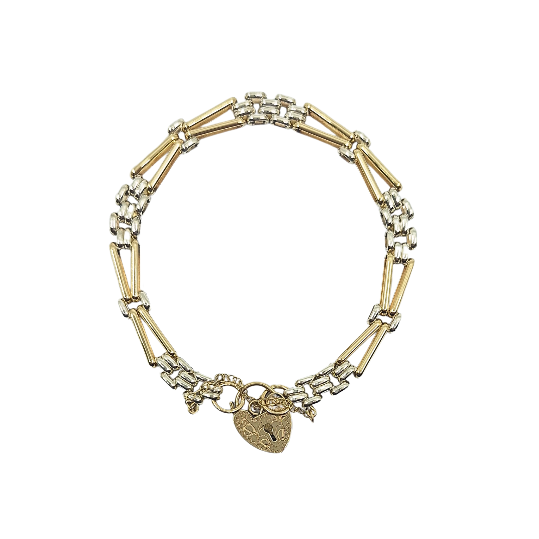 9ct Two Colour Gate Bracelet 7"