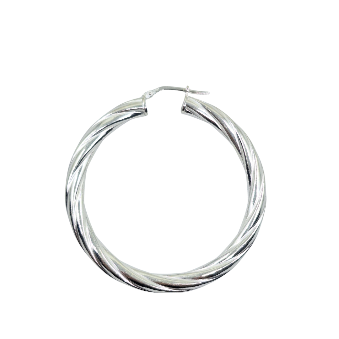 Silver Twist Creole Earrings