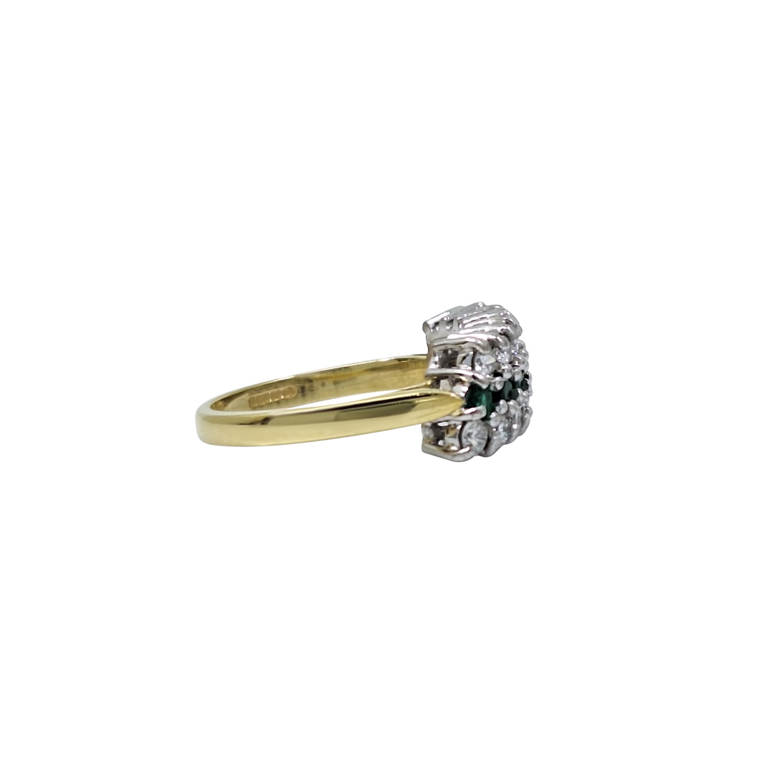 18ct Yellow Gold Emerald & Diamond Band Ring