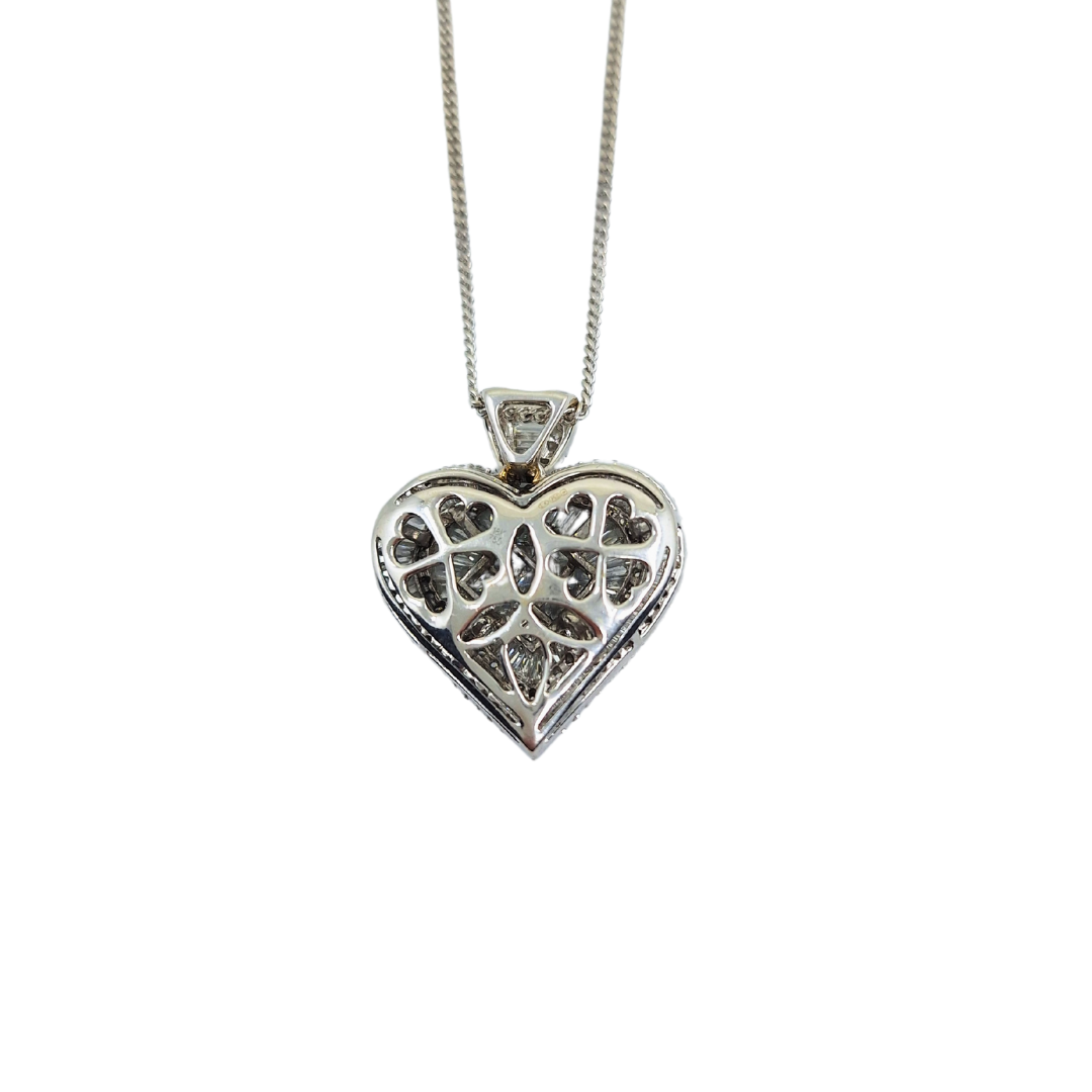 18ct White Gold Diamond Heart Pendant