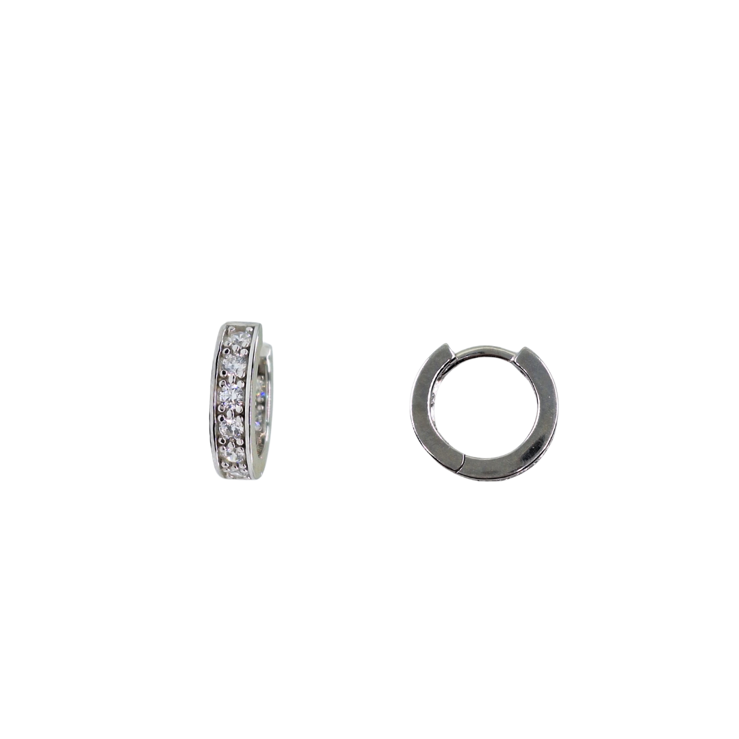 Silver Cubic Zirconia Huggie Earrings