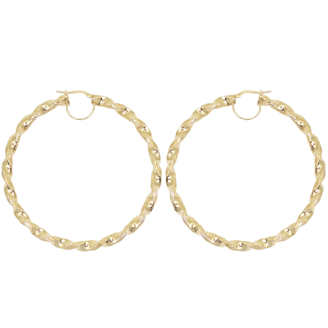 9ct Yellow Gold Large Twist Hoops