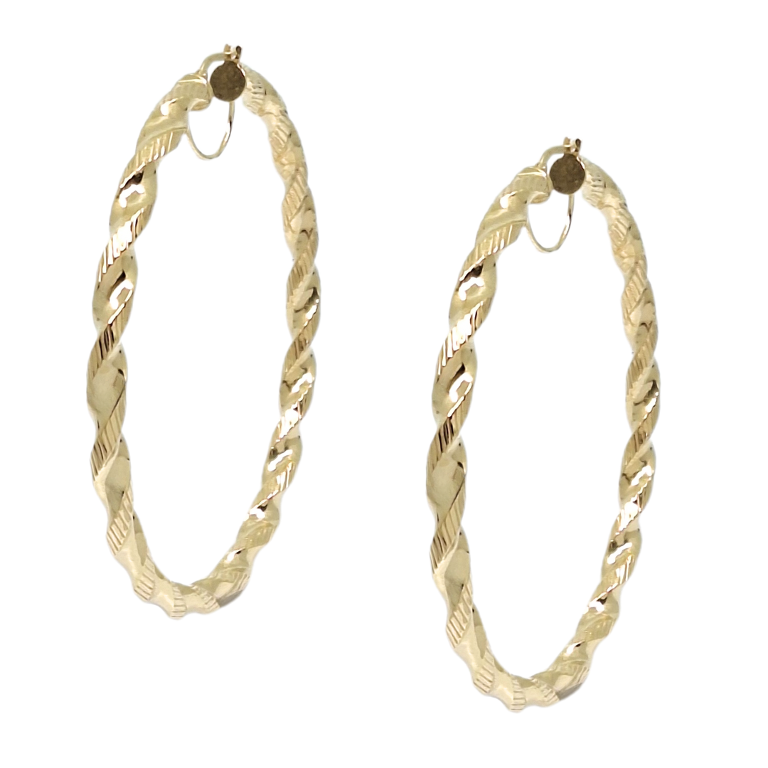 9ct Yellow Gold Large Twist Hoops
