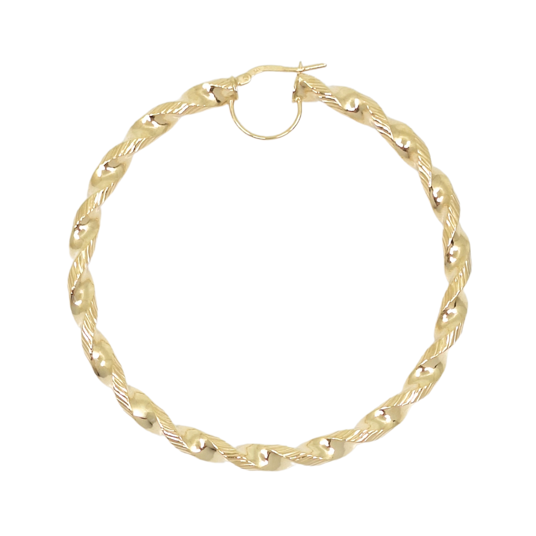 9ct Yellow Gold Large Twist Hoops