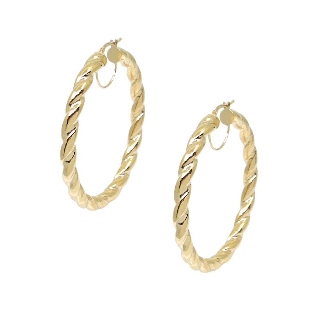 9ct Yellow Gold Medium Twist Hoop Earrings