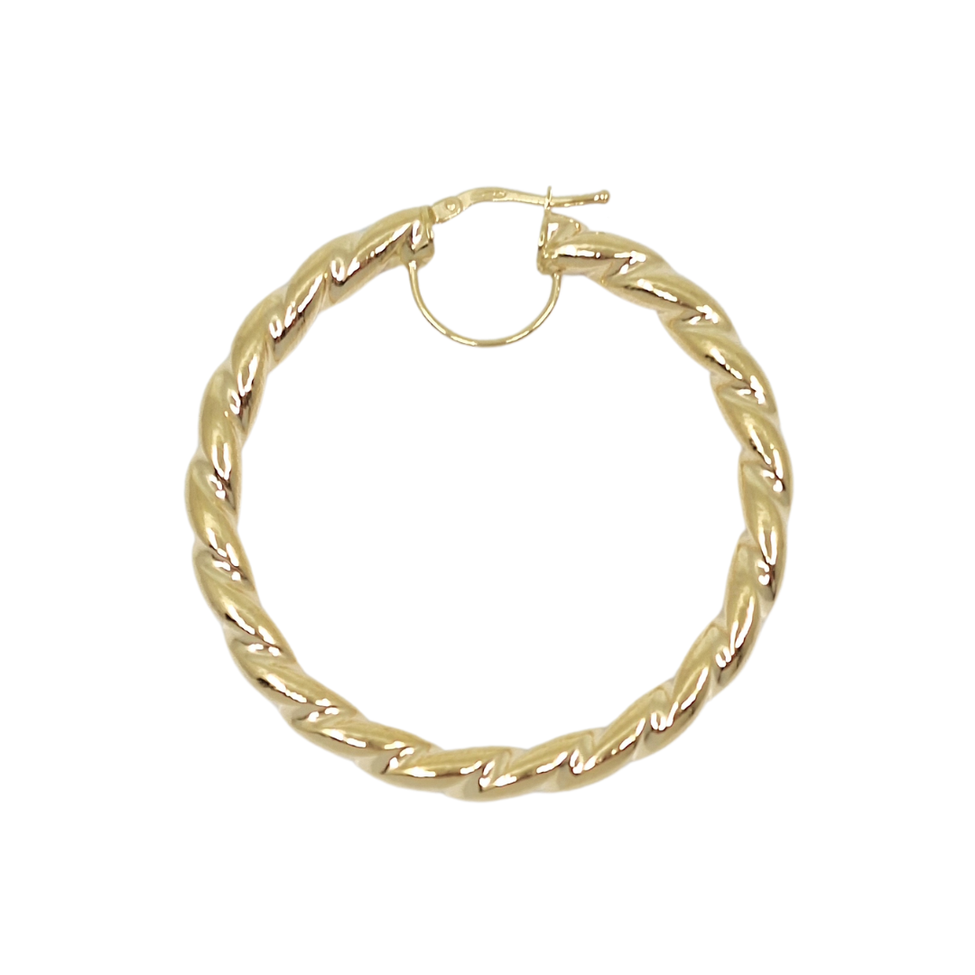 9ct Yellow Gold Medium Twist Hoop Earrings