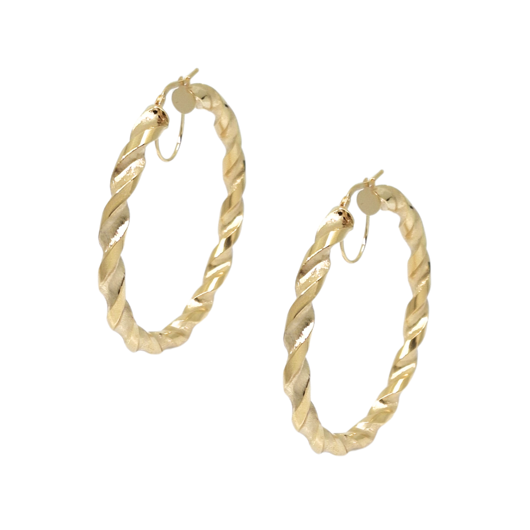9ct Yellow Gold Medium Twist Hoop Earrings