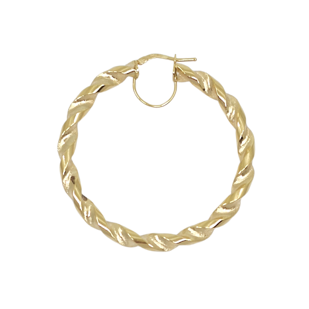 9ct Yellow Gold Medium Twist Hoop Earrings