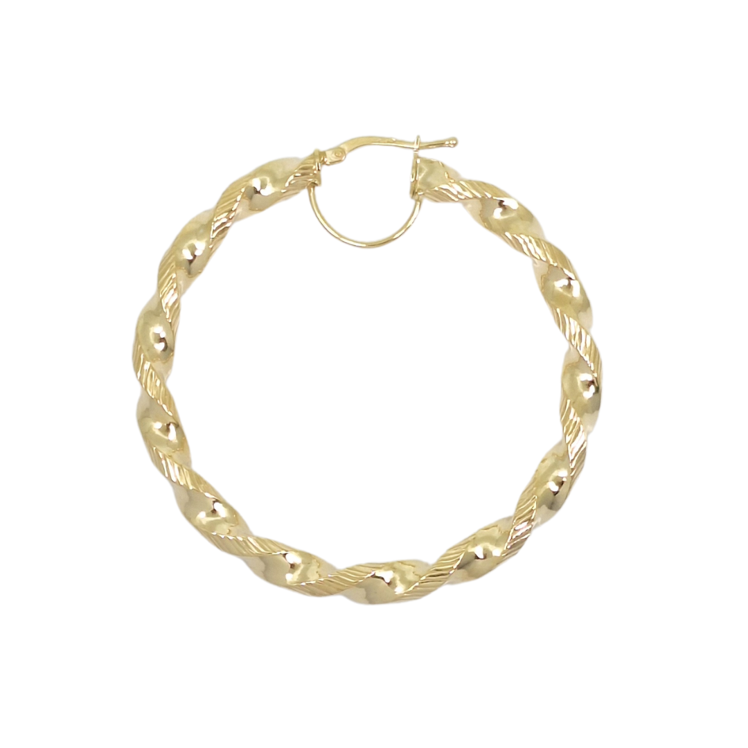 9ct Yellow Gold Medium Twist Hoop Earrings