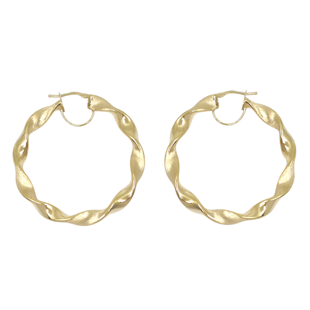 9ct Yellow Gold Medium Twist Hoop Earrings