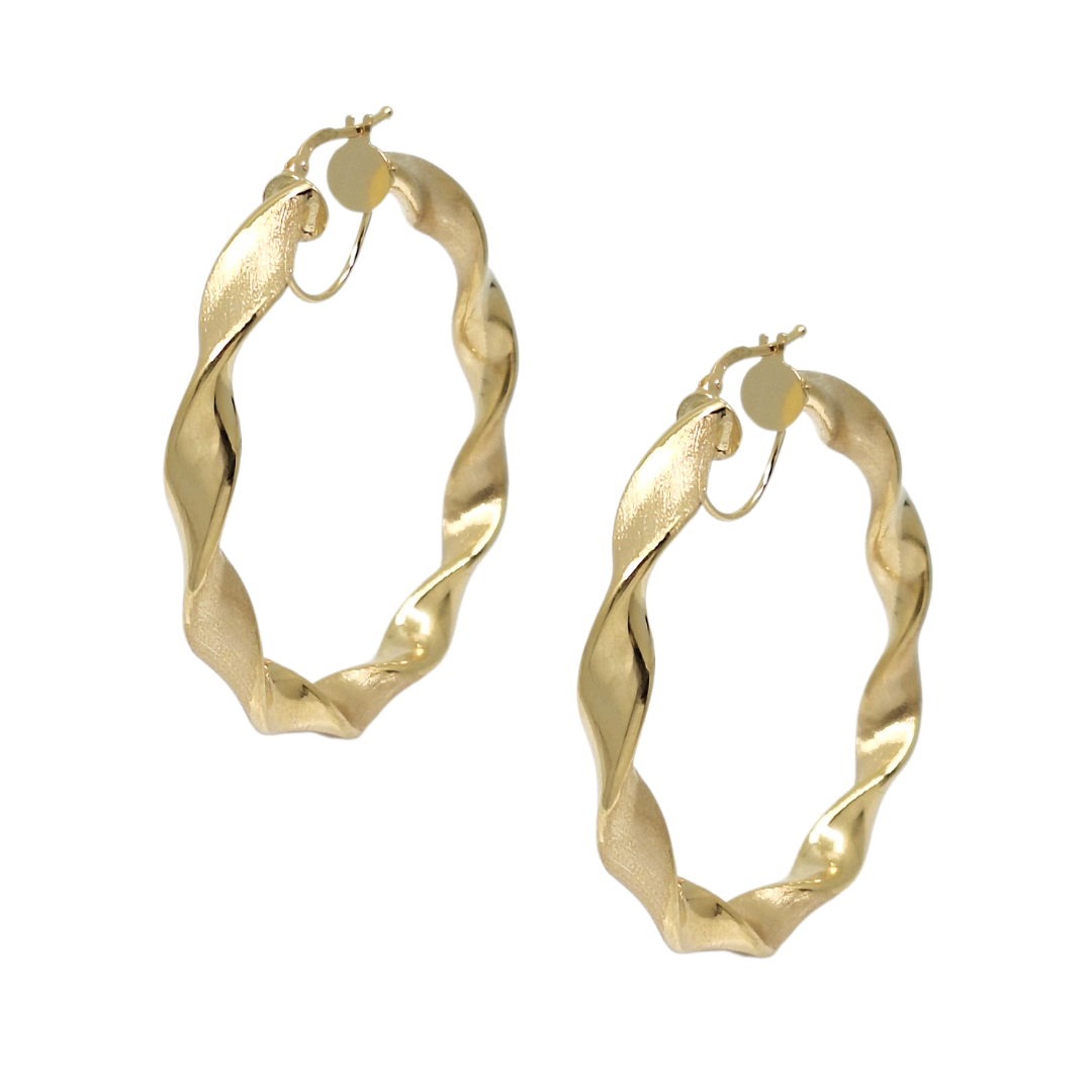 9ct Yellow Gold Medium Twist Hoop Earrings