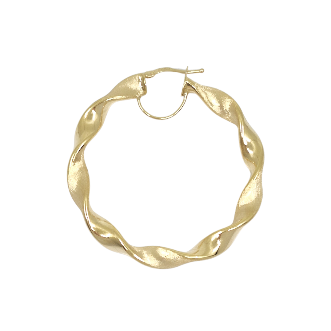 9ct Yellow Gold Medium Twist Hoop Earrings