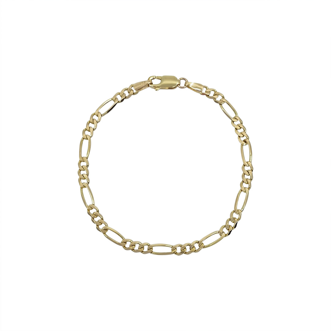 9ct Yellow Gold Figaro Bracelet 7"
