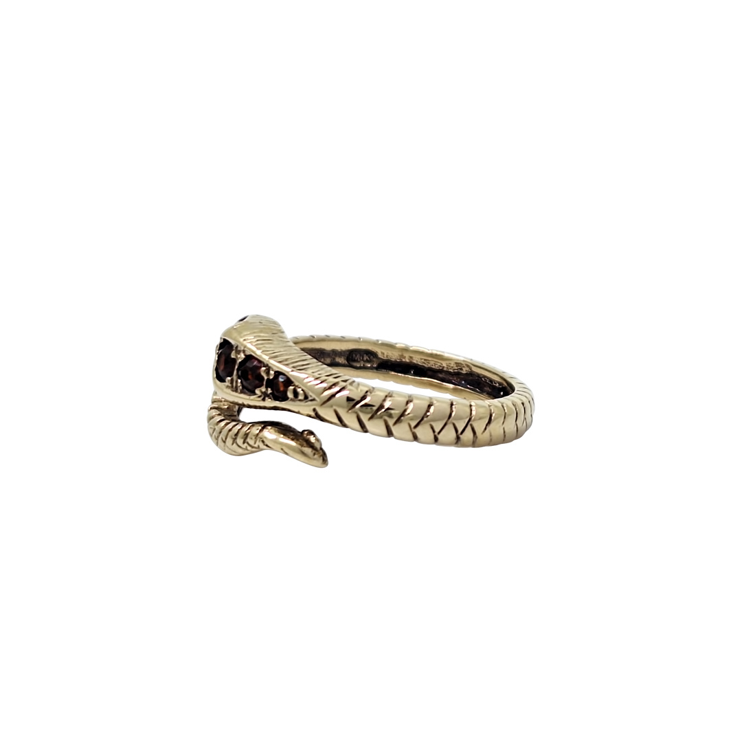 9ct Yellow Gold Garnet Snake Ring