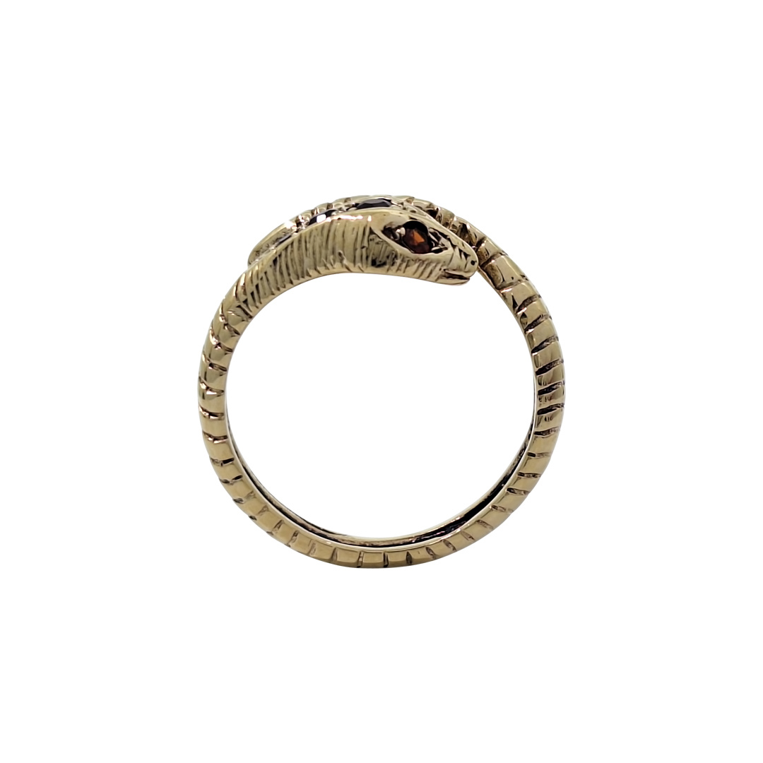 9ct Yellow Gold Garnet Snake Ring