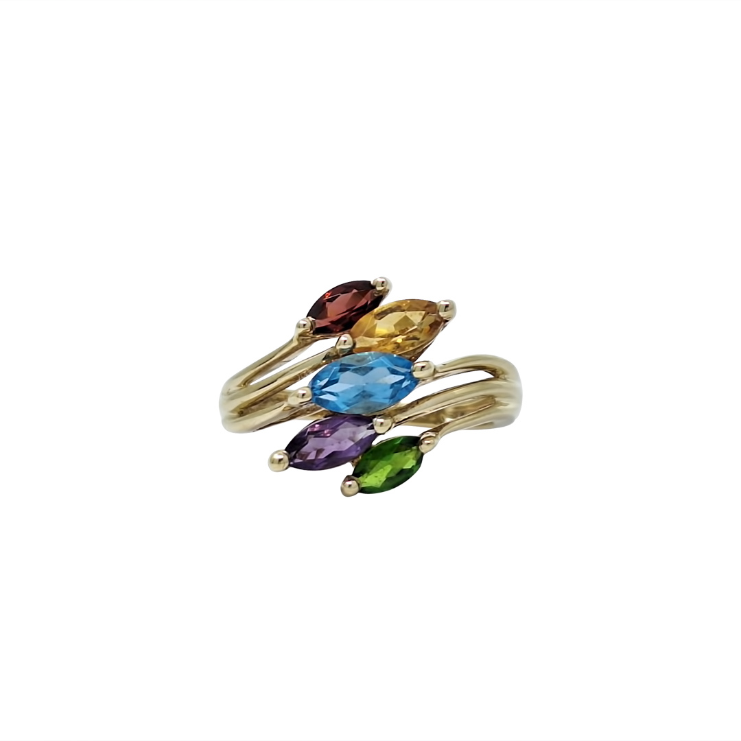 9ct Yellow Gold Multi Gemstone Ring